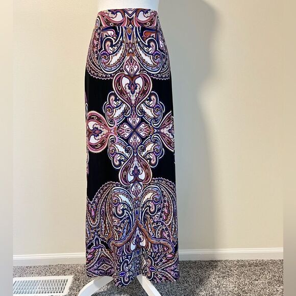 INC International Concepts Paisley Maxi Skirt Size Large Stretchy - Picture 2 of 6
